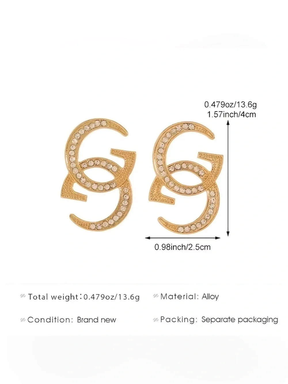 Crystal-Embellished Gold Double G Hoop Earrings